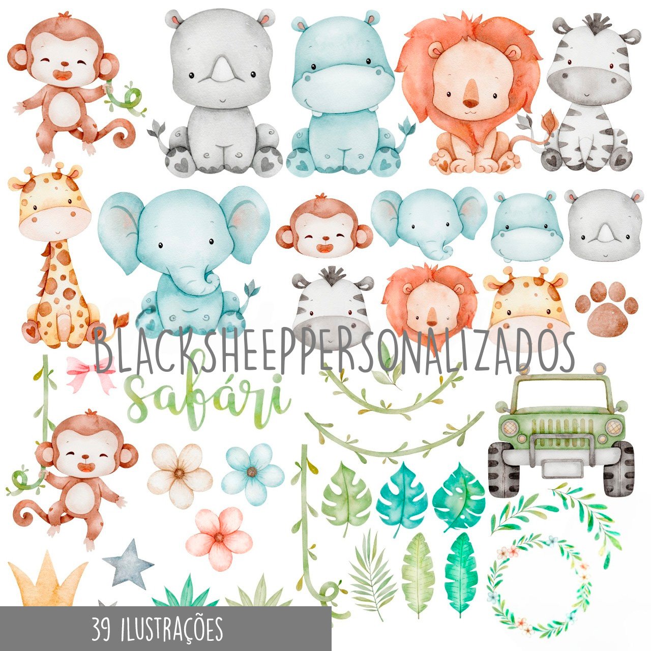 KIT DIGITAL SAFARI AQUARELA